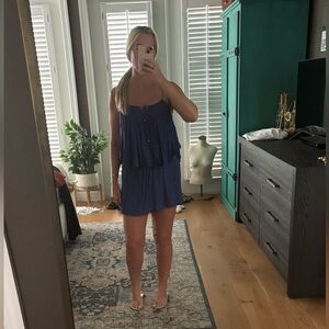 Vix Royal Blue Pleated Spaghetti Strap Dress